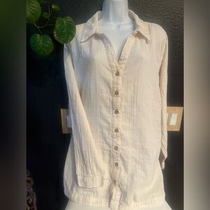 Soft Surroundings Cream Button-Down Shirt